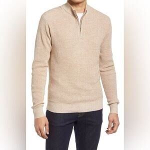 Peter Millar Crown NWT Kitts Twisted Quarter 1/4 Zip XL Oakwood Tan Merino Wool